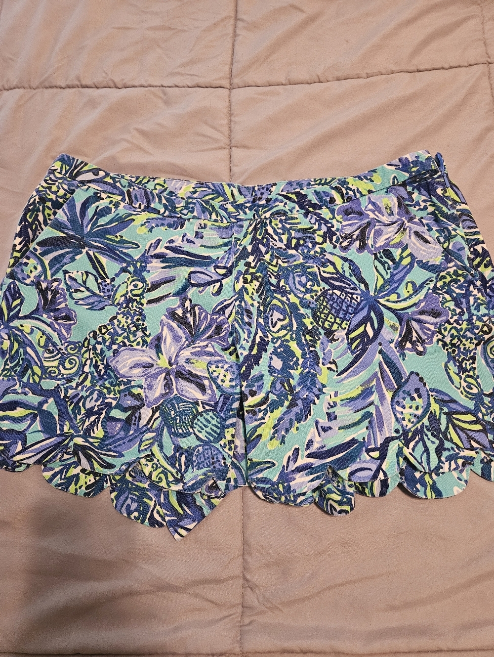 Lilly Pulitzer Blue & Purple Floral Scallop Hem Skort